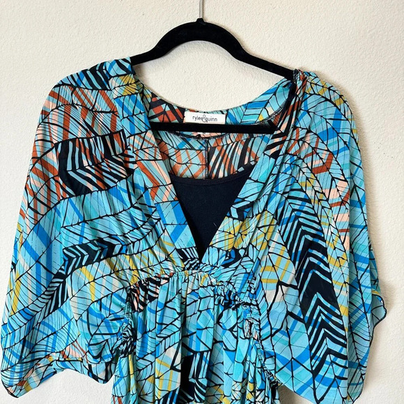 NORDSTROM Rylee & Quinn Lined Tunic Mini Dress Batik Print Size Medium - Picture 2 of 8